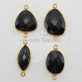 Venda Por Atacado 925 Siliver Black Onyx Gemstone bezel setting vermeil connectors